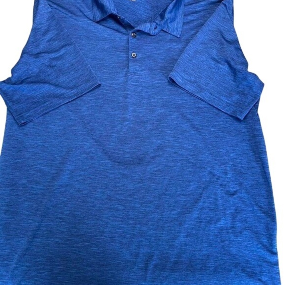 BCG Golf Mens 2XL Blue Space Dye Heathered Short Sleeve Performance Polo Shirt